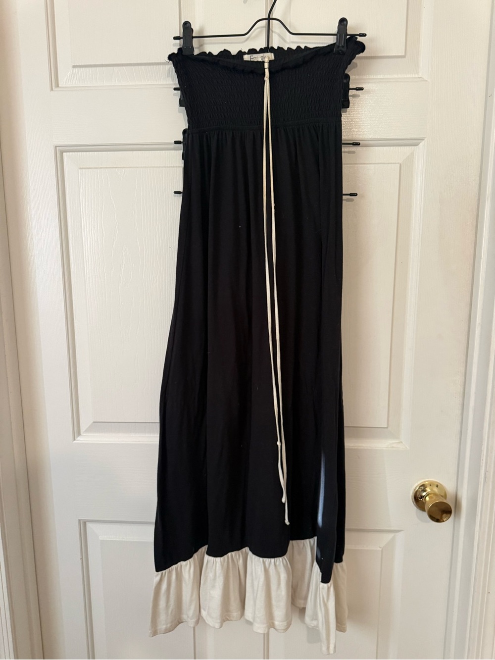 Energie Black Maxi Skirt with Cream Ruffle Hem